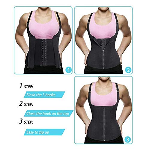 SOFIT Fajas Reductoras Corset Mujer Cincher Bustiers Corsé Adelgazantes Compresion para Entrenamiento Deporte Chaleco de Sudor (XXL, Negro)