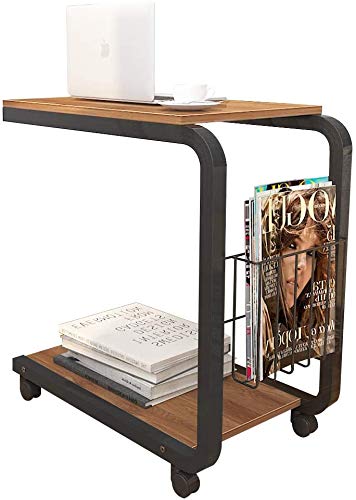 sogesfurniture Mesa de Ordenador Portatil Mesa Auxiliar con Ruedas, Mesas de Centro Escritorio Compacta para Cama o Sofá, 51x30x56 cm, Roble BHEU-KH02-OK