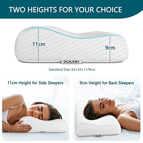 SOLEDI Almohada Cuello Almohada Cervical Memory con Altura Ajustable para Dormir El Diseño Ergonómico es Muy Beneficioso para la Salud de la Columna Cervical