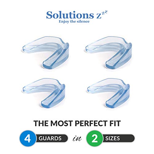 Solutions ZZZ Férula dental profesional [4 PIEZAS 2 TAMAÑOS] Ferula de Descarga Nocturna Anti rechinar de dientes- GRATIS:Se envía el ebook a petición del interesado + Estuche Antibacterial