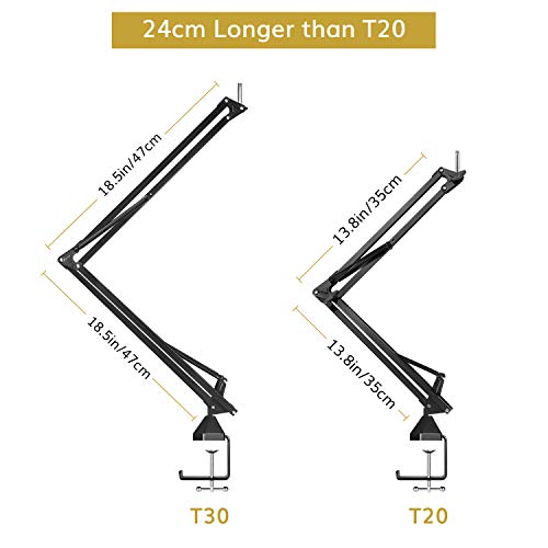 Soporte de Extensión de Micrófono, TONOR Brazo de Tijera de Suspensión con Pop Filtro, Adaptador 3/8" a 5/8", Clip de Micrófono, Abrazadera Extrafuerte actualidaza para Blue Yeti Snowball Ice (T30)