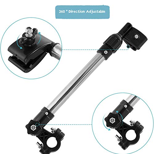 Soporte de paraguas de bicicleta, soporte de paraguas retráctil multifuncional 360 ° Roated acero inoxidable para cochecito de bebé cochecito de bicicleta