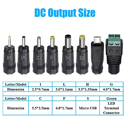 SoulBay 36W Adaptador Universal de AC DC Regulables Fuente de alimentación 3V / 4,5V / 5V / 6V / 7,5V / 9V / 12V Cargado Incl. 8 enchufes adaptadores -3000mA máximo