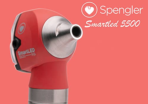 SPENGLER Smartled 5500, Otoscopio de Diagnostico Medico, Tecnología LED y Fibra Optica, Ultra-Brillante, Reproducción Perfecta del Color (Coral)