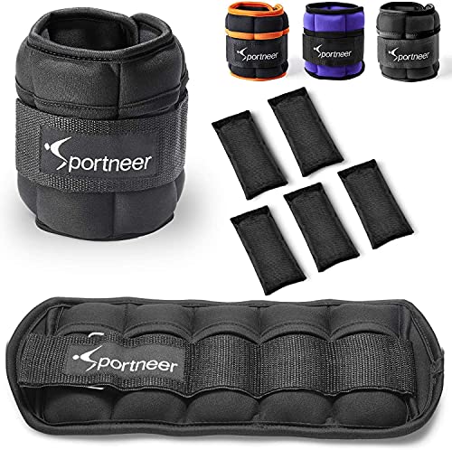 Sportneer - Juego de 2 Pesas para Tobillo y muñeca (454 g hasta 3,18 kg), Color Negro