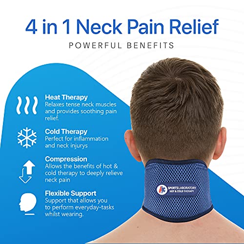 Sports Laboratory Collarín Cervical PRO+ Para el Alivio Del Dolor de Cuello, Bolsa De Gel Reutilizable Para Integrado Terapia Frío y Calor, Ajustable, Guía Gratuita Para el Dolor Cervical