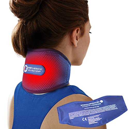 Sports Laboratory Collarín Cervical PRO+ Para el Alivio Del Dolor de Cuello, Bolsa De Gel Reutilizable Para Integrado Terapia Frío y Calor, Ajustable, Guía Gratuita Para el Dolor Cervical