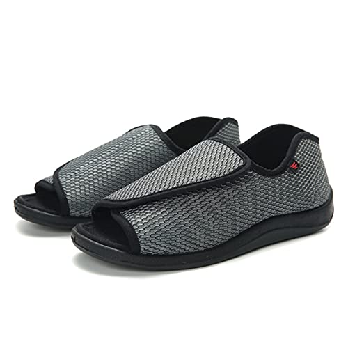 SQOAEE Mujeres Hombres Zapatos diabético Fascitis Plantar Sandalias Deportivas con Pantuflas para Ancianos Embarazadas Pies hinchados Artritis Calzado ortopédico,Gris,38