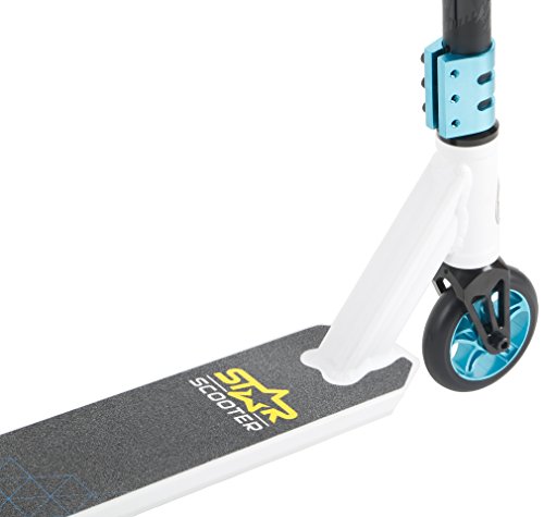 STAR SCOOTER Patinete Patineta Scooter Freestyle Stuntscooter para niños y niñas a Partir de 7 años y Adultos | 110 mm Edición Entrada | Blanco Azul