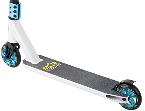 STAR SCOOTER Patinete Patineta Scooter Freestyle Stuntscooter para niños y niñas a Partir de 7 años y Adultos | 110 mm Edición Entrada | Blanco Azul