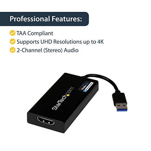 StarTech.com Adaptador Gráfico Externo Multi Monitor USB 3.0 a HDMI Ultra HD 4K Certificado DisplayLink - Tarjeta Gráfica Externa