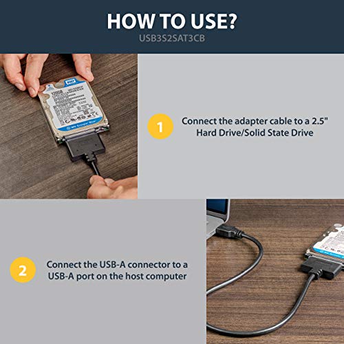 StarTech.com Cable Adaptador USB 3.0 con UASP a SATA III para Disco Duro de 2,5" - Cable Conversor para HDD SSD