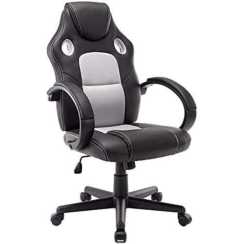 STmeng Liberty T1 Silla Oficina Ergonómica, Silla Gaming Silla Escritorio con Altura Ajustable, Giratoria Sillas de Oficina con Ruedas Soporte Lumbar 3D Reposabrazos Asiento Acolchado (Grey)