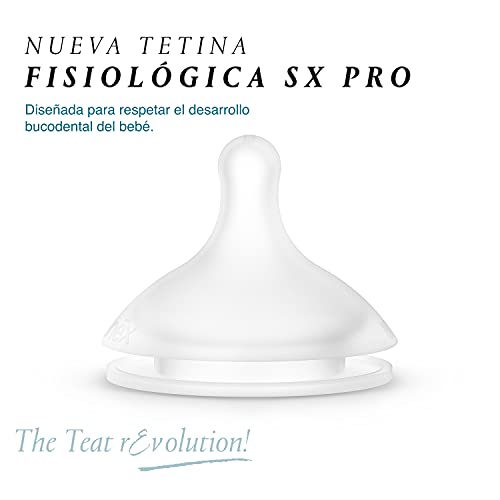 SUAVINEX Nuevo Biberón Con Tetina Fisiológica Sx Pro Flujo Medio, Para Bebés +0 Meses, color Gris, 270 ml