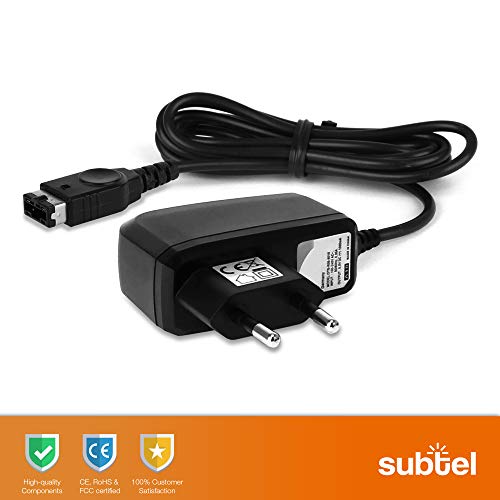 subtel® Cargador 1.10m Compatible con Nintendo DS, Game Boy Advance SP, Cable Carga System Connector 5V 1A / 1000mA Fuente de Alimentación Adaptador CA