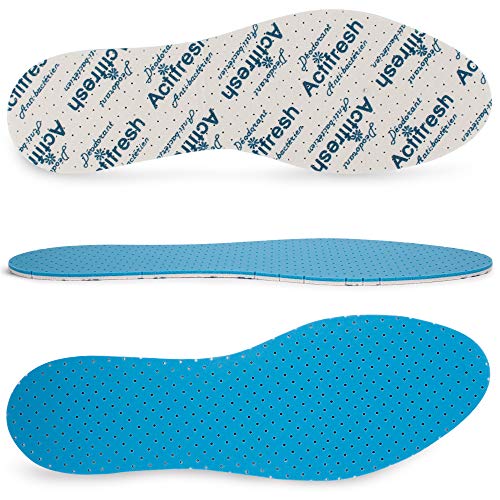 SULPO - 4 pares de plantillas contra el sudor, plantillas antibacterianas Actifresh para pies frescos, plantillas para zapatos de trabajo, suela anti sudor, desinfección de zapatos azul azul 37