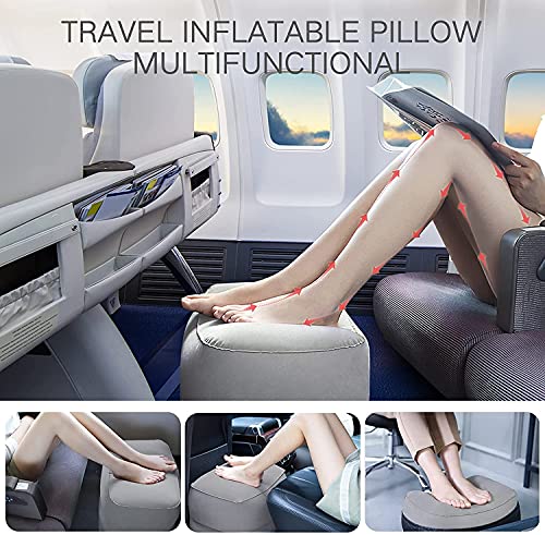 Sunany Almohada de viaje hinchable,para niños y adultos,almohada de pie de viaje,cojines de altura ajustable,la mejor almohada para avión de viaje,uso como reposapiés bajo la oficina