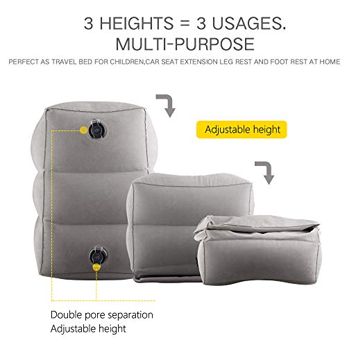 Sunany Almohada de viaje hinchable,para niños y adultos,almohada de pie de viaje,cojines de altura ajustable,la mejor almohada para avión de viaje,uso como reposapiés bajo la oficina