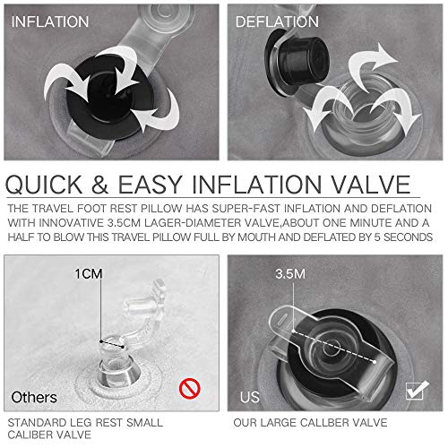 Sunany Almohada de viaje hinchable,para niños y adultos,almohada de pie de viaje,cojines de altura ajustable,la mejor almohada para avión de viaje,uso como reposapiés bajo la oficina