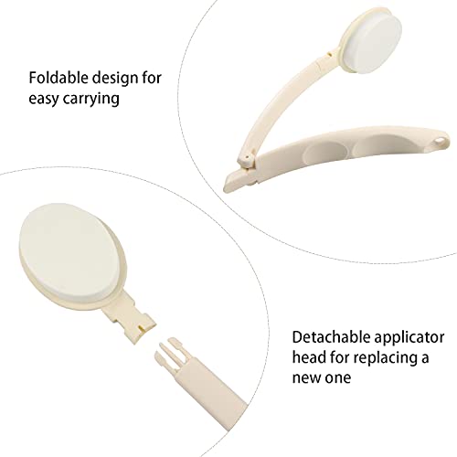 SUNMEG Aplicador de crema para la espalda, aplicador de loción de mango largo plegable para facilitar el transporte y la aplicación de cremas, con dos cabezales intercambiables