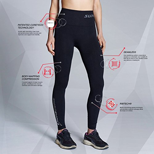 SUPACORE Coretech Leggings de compresión, Negro, L para Mujer