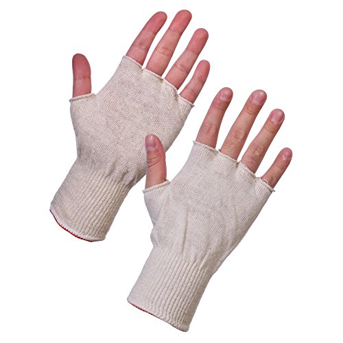 SuperTouch 252 W4 – (grande) 252 W4 – densidad media guantes sin dedos, solo par, talla 9/grande, color blanco