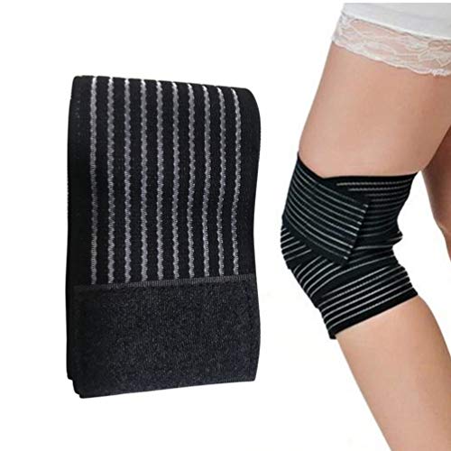 SUPVOX 2 Piezas Rodilleras elásticas Ajustable Vendas para Rodilla Soporte para Tobillo Envuelve para Hombres Mujeres Entrenamiento Gimnasio (Negro)