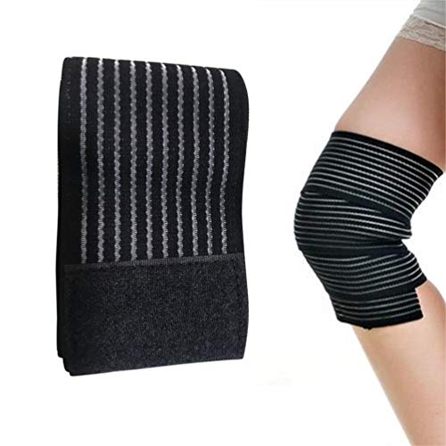 SUPVOX 2 Piezas Rodilleras elásticas Ajustable Vendas para Rodilla Soporte para Tobillo Envuelve para Hombres Mujeres Entrenamiento Gimnasio (Negro)