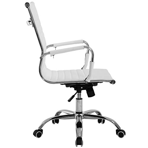 T-LoVendo TLV-SB2 Silla de Oficina de Diseño Ergonomica Reclinable Piel Cuero Sintetico-Blanca