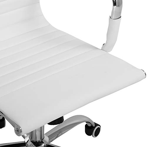 T-LoVendo TLV-SB2 Silla de Oficina de Diseño Ergonomica Reclinable Piel Cuero Sintetico-Blanca