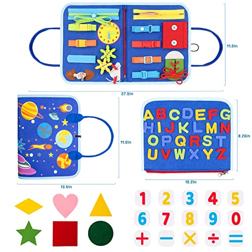 Tablero Montessori，SPLAKS Tablero Sensorial Montessori para Niños Habilidades Básicas Juguetes Educativo Temprano Aprende la Psico Motricidad Fina Juguetes Prácticos con Cremalleras,Número,Alfabeto