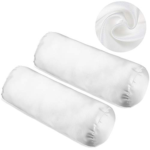 Tatuo 2 Fundas de Almohada Redonda Cervical Blanca Funda de Almohada Enrollada de Cuello para Rollo de Cuello Cervical Almohada de Memoria Cojín Redondo Cilíndrico (17 x 4,3 Pulgadas)