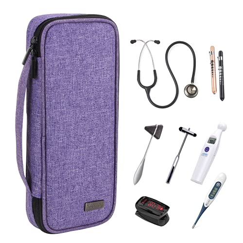 Teamoy estuche para estetoscopio, Bolsa de transporte compatible con el estetoscopio Littmann de 3M, linterna medica, Martillo neurológico y otros accesorios, Púrpura