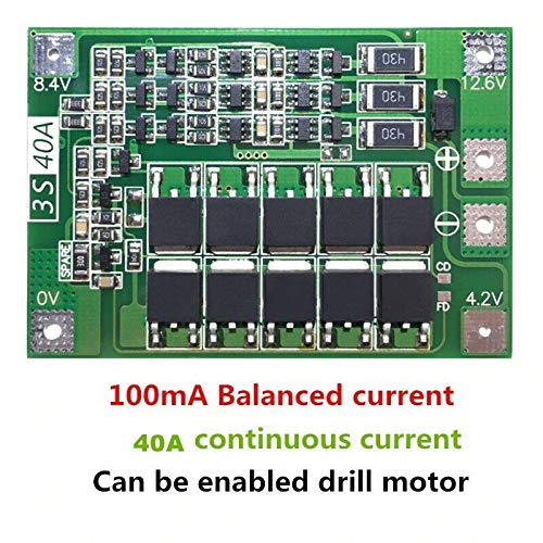 TECNOIOT 5 pcs 3S 40A 11.1V 12.6V 18650 Placa de protección de batería de Litio con saldo BMS