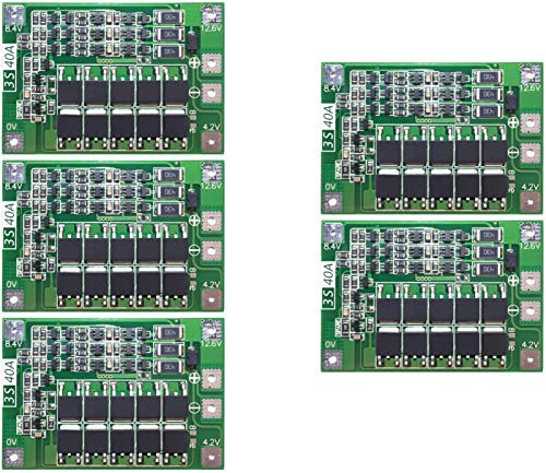 TECNOIOT 5 pcs 3S 40A 11.1V 12.6V 18650 Placa de protección de batería de Litio con saldo BMS