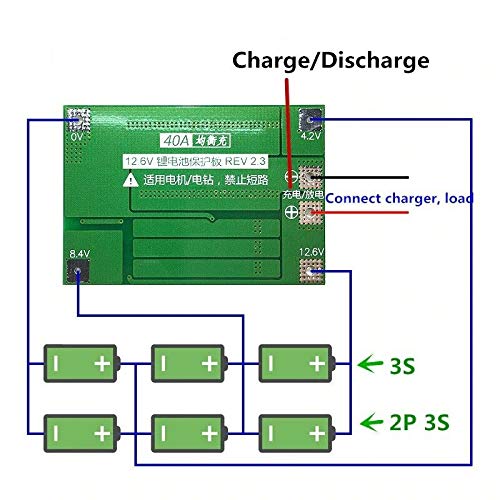 TECNOIOT 5 pcs 3S 40A 11.1V 12.6V 18650 Placa de protección de batería de Litio con saldo BMS