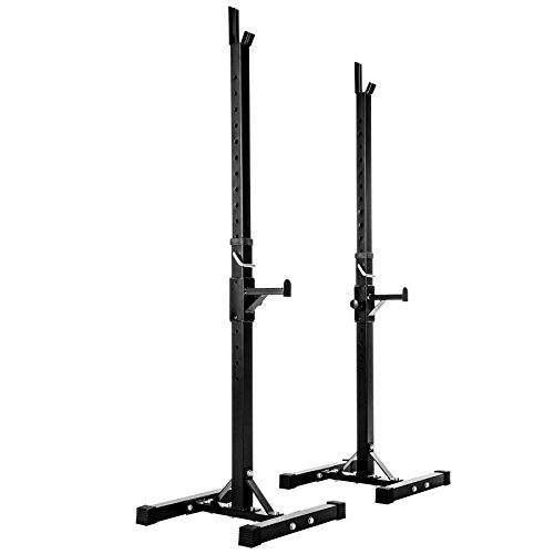 TecTake Soporte para Barra DE Pesas HALTERA Base Regulable | Regulable en Altura 12 Veces | Carga MAX. 100kg | Negro