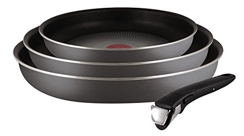 Tefal Ingenio Essential - Juego de 3 Sartenes + Mango extraíble: Sartenes de 20/24/26 cm y Mango intercambiable, sartenes antiadherentes, material Powerglide, Thermospot, apto horno y lavavajillas