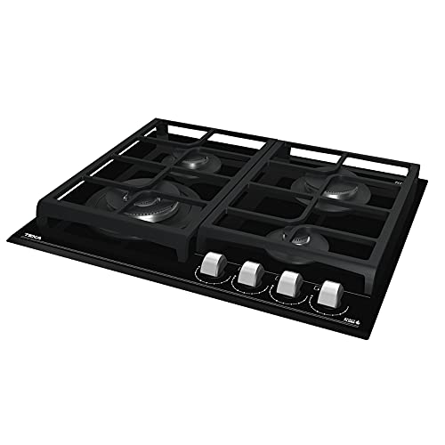 Teka | Placa Cristal Gas de 60 cm con función ExactFlame de gas natural | GZC 64320 XBN | Cristal negro | 9.8 x 60 x 51 cm