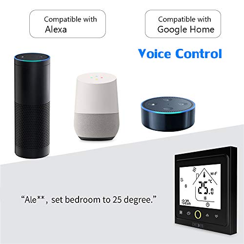 Termostato WiFi para caldera de Gas/Agua – Termostato Inteligente programable Función de Control de Voz Compatible con Alexa, Google Home Corriente de carga 5A