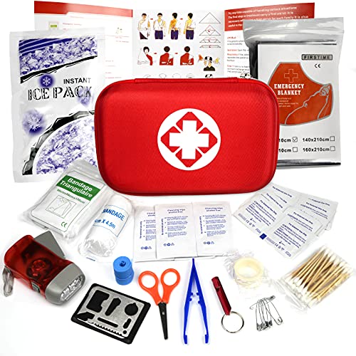 Th-some JAANY Botiquín de Primeros Auxilios de 18 artículos, Survival Tools Mini Box Kit Bolsa Médica para Emergencias para el Coche, Hogar, Camping, Caza, Viajes, Aire Libre o Deportes