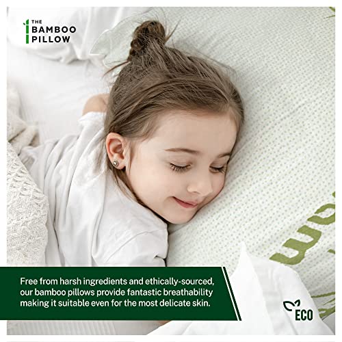 The Bamboo Pillow Almohada Cervical de virutas de Espuma de Memoria y bambú en Blanco - Almohada viscoelástica para Confort Fresco y firmeza del Cuello - Almohada ortopédica hipoalergénica - 1x Pack