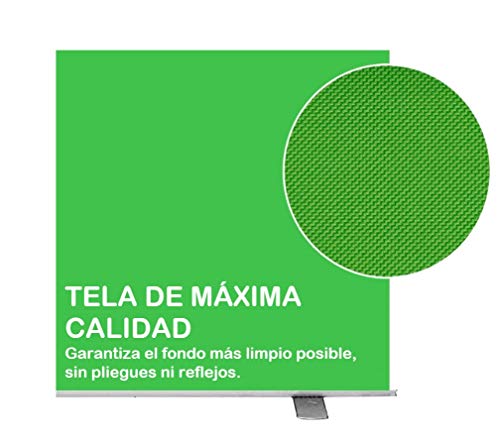 THEXLY Croma verde con soporte plegable - Chroma Key verde portátil - Roll up ideal fondos fotografia estudio - Green screen con estructura y estuche rígido de aluminio