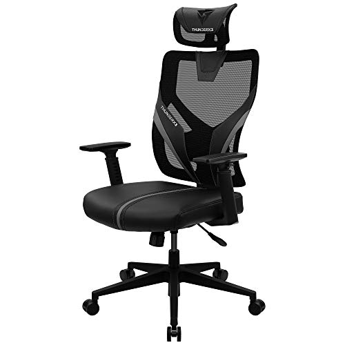 ThunderX3 YAMA1, Silla Gaming Ergonómica Negra, Ultraconfortable, Soporte Lumbar