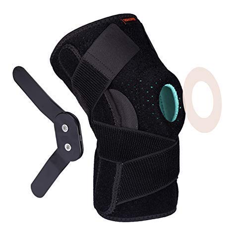 Thx4COPPER - Rodillera con bisagra - Patella abierta ajustable con correas y estabilizadores laterales - Soporte de compresión para protección y alivio del dolor - Trauma, ACL, MCL, lágrima, artritis