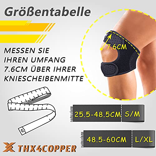 Thx4COPPER Rodillera de compresión para el tendón rotuliana, alivio del dolor, ajustable, rodillera para rodilla, rótula, rodillera para corredor, para saltar, tenis, artritis