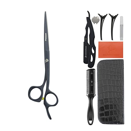 Tijeras de peluquería profesional de 6,5 pulgadas 440C Tijeras de corte de pelo de acero Accesorios de peluquero recto Agujero ciego Salón Pelo Clipper Barber Shears PET PEAR SCIISSORS PERRO PERRO