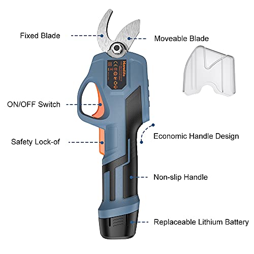 Tijeras de Podar Eléctricas 2.0Ah Tijeras de Podar Eléctricas Inalámbricas para Podadora de Ramas de Jardín, Recortadoras de Arbustos de Flores, Diámetro de Corte Máximo de 22 MM