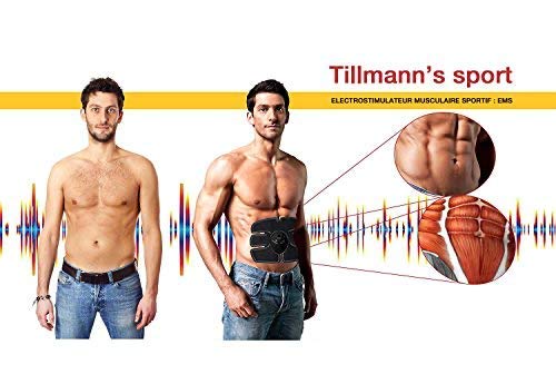 Tillmann's Sport Electroestimulador muscular: EMS, con almohadillas abdominales, de brazos y piernas para un cuerpo esculpido, ideal para adultos unisex, tonifica tu cuerpo