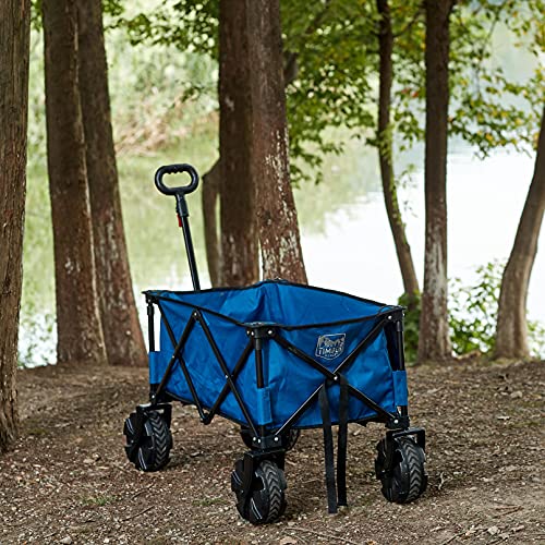 Timber Ridge Carro Playa Ruedas Grandes, Carrito Plegable Transporte para Jardín Playa Campaña Compra al Aire Libre, Carreta con Bolsa de Cubierta Mango Ajustable hasta 80kg, Azul